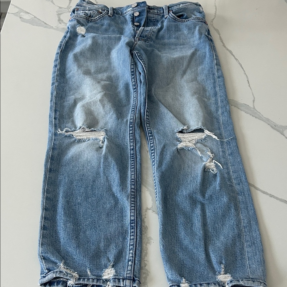 MOTHER Light Blue Straight Leg Jeans - Picture 3 of 10